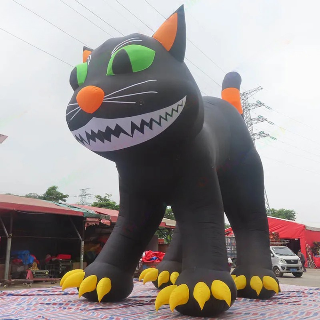 Giant Inflatable Black Cat with LED Lights