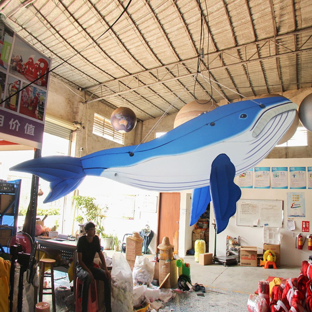 Giant Inflatable Blue Whale Model for Decor