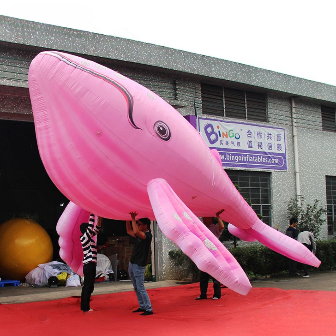 Inflatable Pink Whale Model for Event Decoration