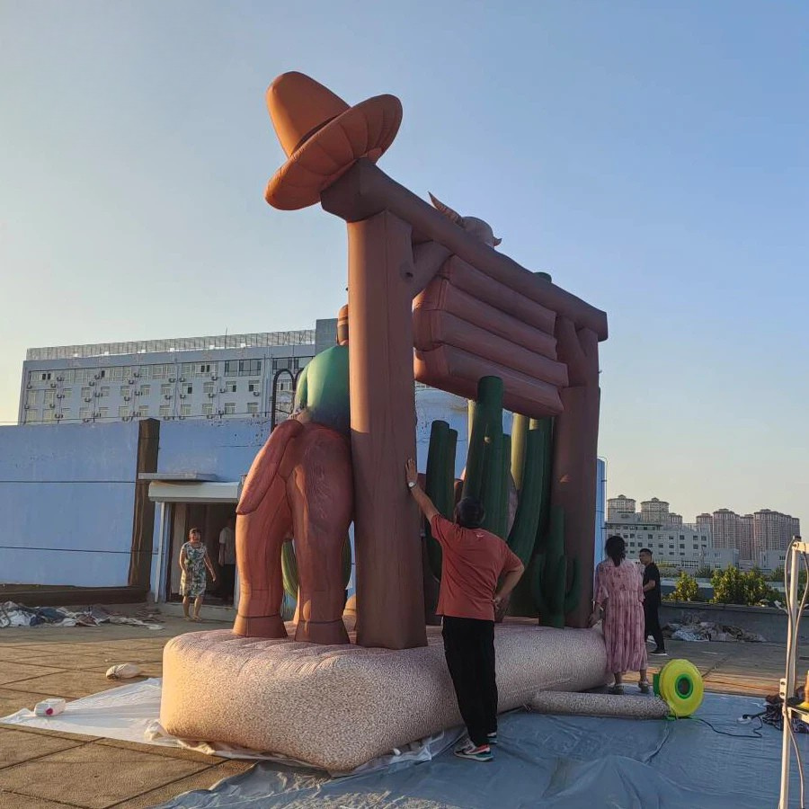 Inflatable Wild West Background with Cowboys and Cactus