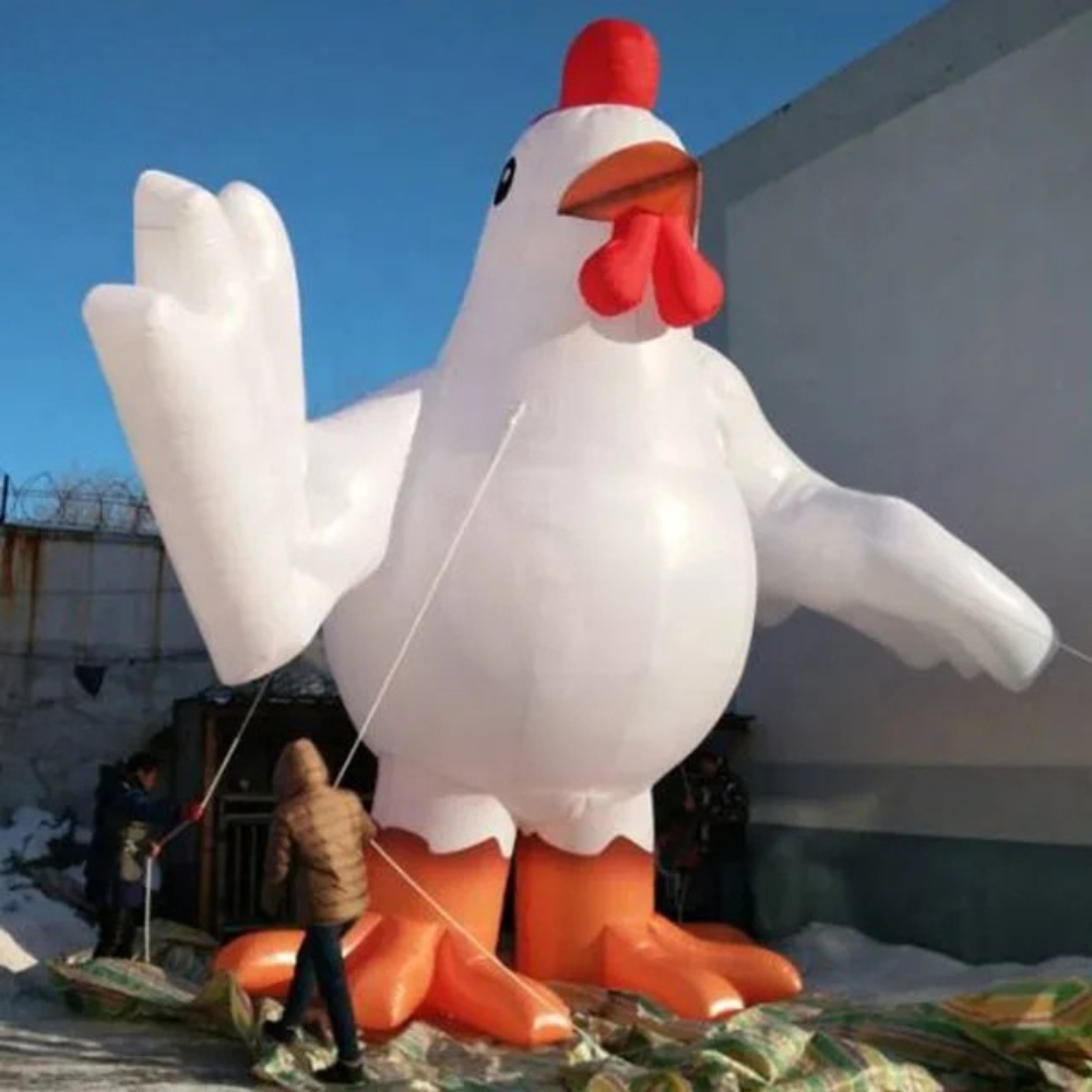 Outdoor Inflatable White Chicken Decoration with Custom Logo