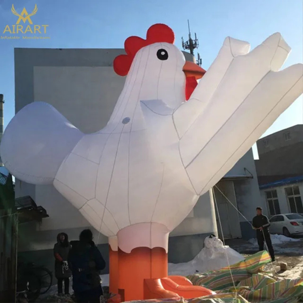 Outdoor Inflatable White Chicken Decoration with Custom Logo