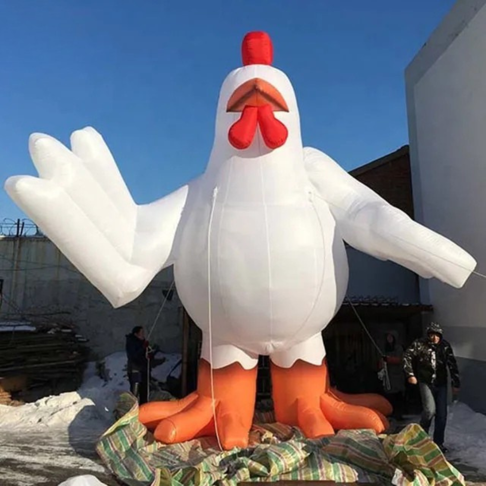 Outdoor Inflatable White Chicken Decoration with Custom Logo