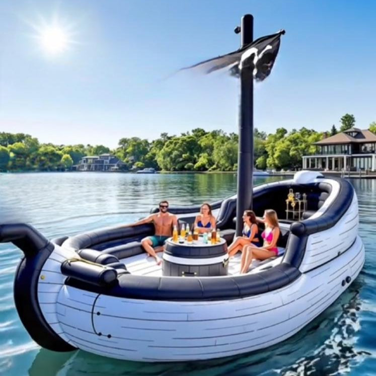 Inflatable Pirate Ship Lake Float for Party Games