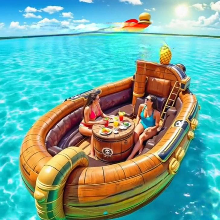 Inflatable Pirate Ship Lake Float for Party Games