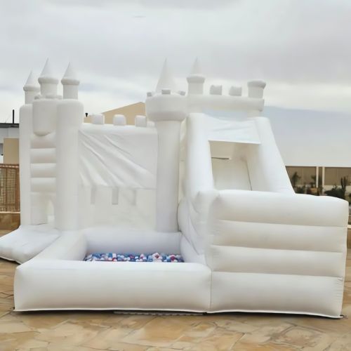 White Ball Pit Bouncy Castle with Slide