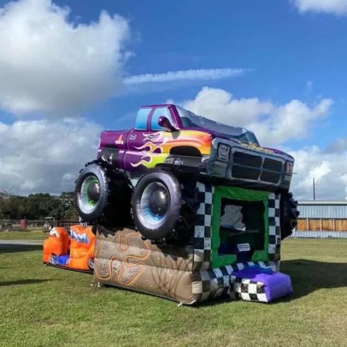 Monster Truck Bounce House with Slide