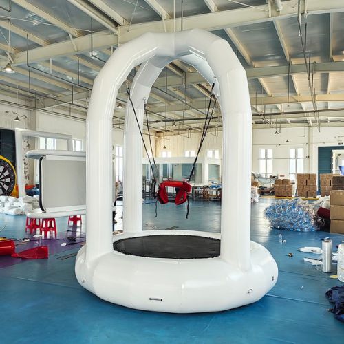 White Inflatable Bungee Jumping Sports Game