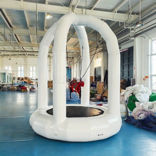 White Inflatable Bungee Jumping Sports Game
