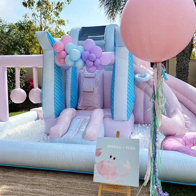 Mermaid Pink Inflatable Water Slide Fun