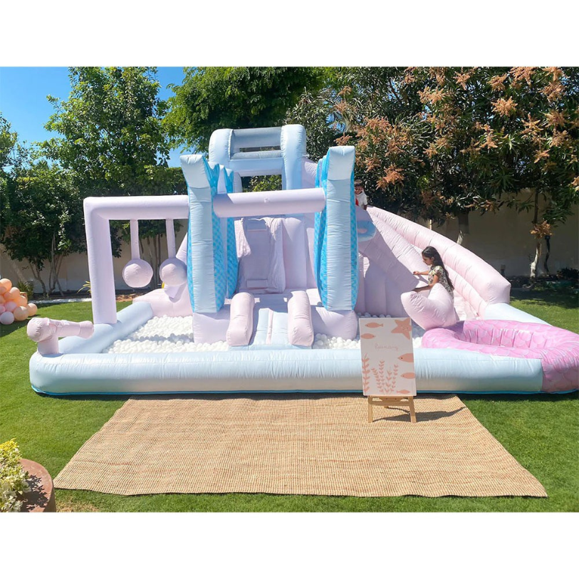 Mermaid Pink Inflatable Water Slide Fun