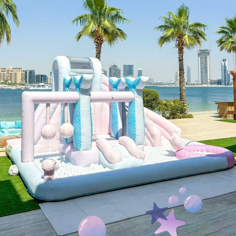 Mermaid Pink Inflatable Water Slide Fun