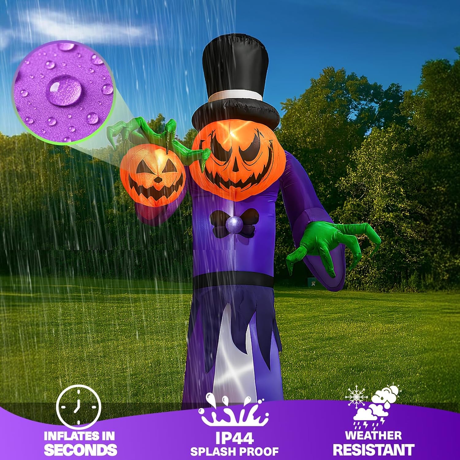 11FT Giant Halloween Inflatables Pumpkin Grim Reaper Outdoor Decoration Built-In LED Lights, Halloween Blow up Pumpkin Monster for Halloween Party Indoor, Outdoor, Yard, Garden, Lawn Decor