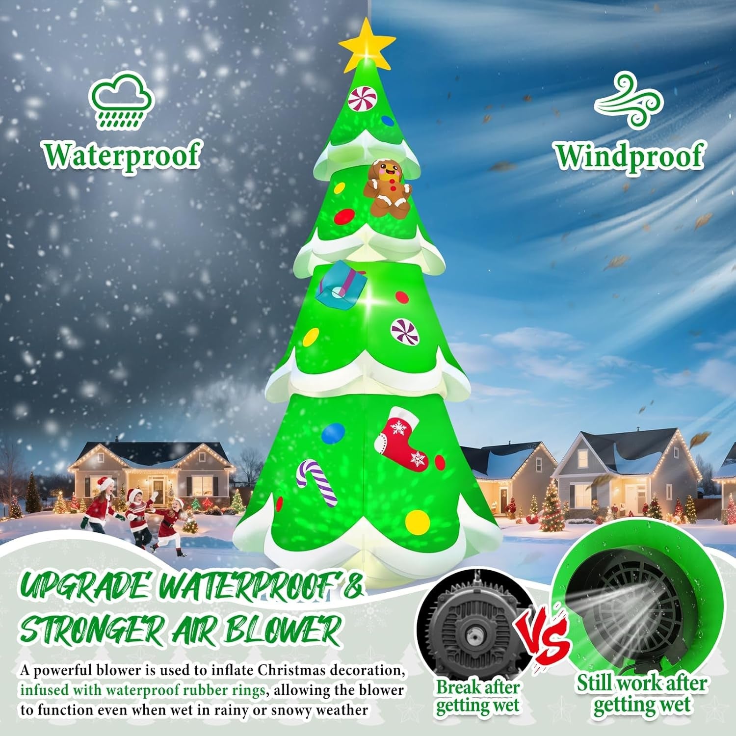 20FT Christmas Tree Inflatable with LED Light, Giant Christmas Yard Inflatables Outdoor Xmas Blow-Up Outdoor Decoration for Holiday Party Courtyard Lawn Shopping Mall Street