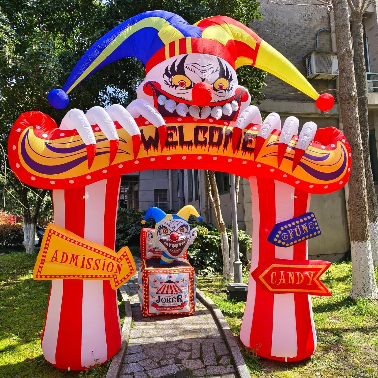 10 Ft Halloween Inflatable Clowns Arched Door Outdoor Decorations, Day of The Dead Blow Up Yard Decor with Built-in LED Light (Plug in) for Lawn Home Dia de Los Muertos Party Indoor Outdoor
