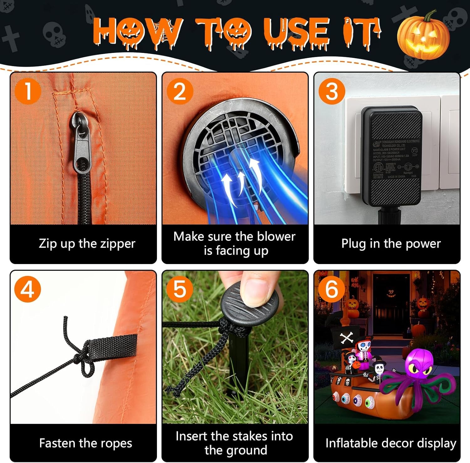 10FT Halloween Inflatable Pirate Ship outdoor Decoration with Built-in LEDs Lights, Blow Up Boat with Octopus and Pirate Skeleton for Outside/Indoor Xmas,Yard,Garden,Lawn,Party, Holiday Decor