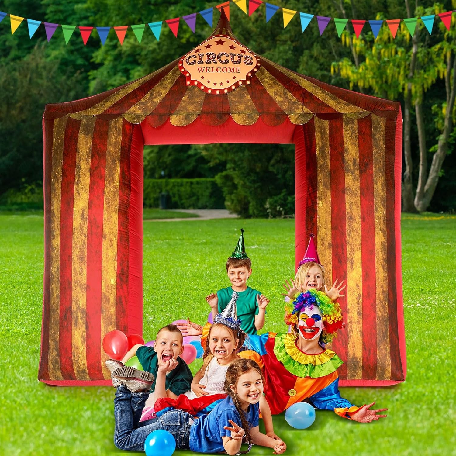 Halloween Circus Inflatable Archway 10ft Creepy Carnival Decorations Scary Arch Blow up Tent Built in LED Lights for Halloween Circus Party Yard Garden Outdoor Decor