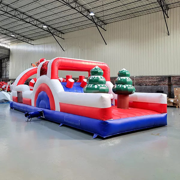 Inflatable Obstacle Course with Snowman Theme for Kids