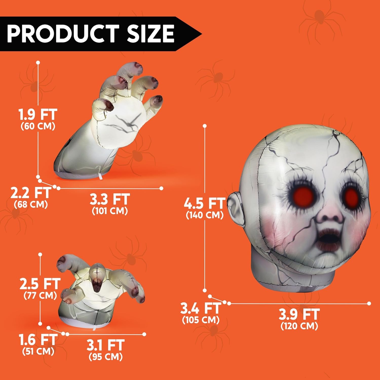 10.3FT Long Halloween Zombie Baby Inflatable Decoration Large Scary Doll Inflatable Outdoor Decoration with Red Eyes Halloween Blow Ups for Yard Garden Outdoor Garden Lawn outside Party Decor