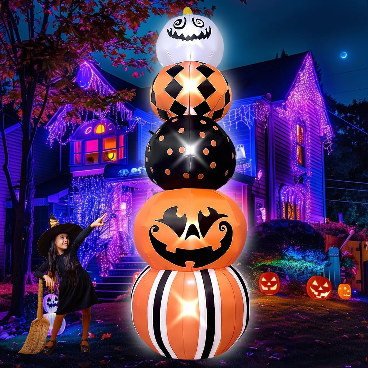 6FT Halloween Inflatable Killers Decorations Built-in LED Lighted Blow Up Decoration Home Yard Outdoor Indoor Garden Lawn Decor