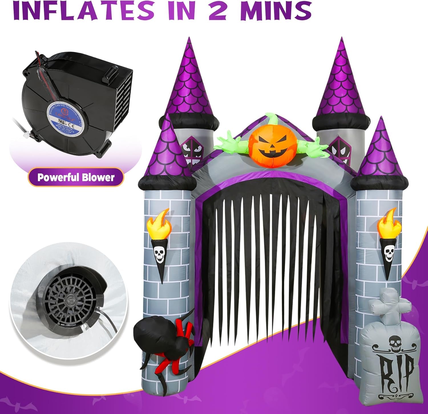 12.5 Ft Halloween Inflatable Decoration, Huge Haunted House Built-In LED Lights, Outdoor Blow up Yard Fun Decor, for 2025 All Hallows' Day Lawn Decor
