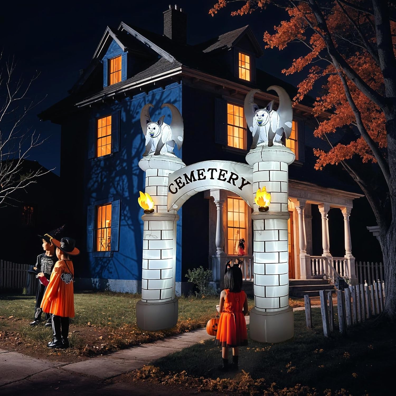 10FT Halloween Inflatables Outdoor Decorations, Haunted Cemetery Halloween Inflatable Archway Blow Up Yard Decorations, Inflatable Halloween Arch for Halloween Decorations Outdoor Lawn Decor