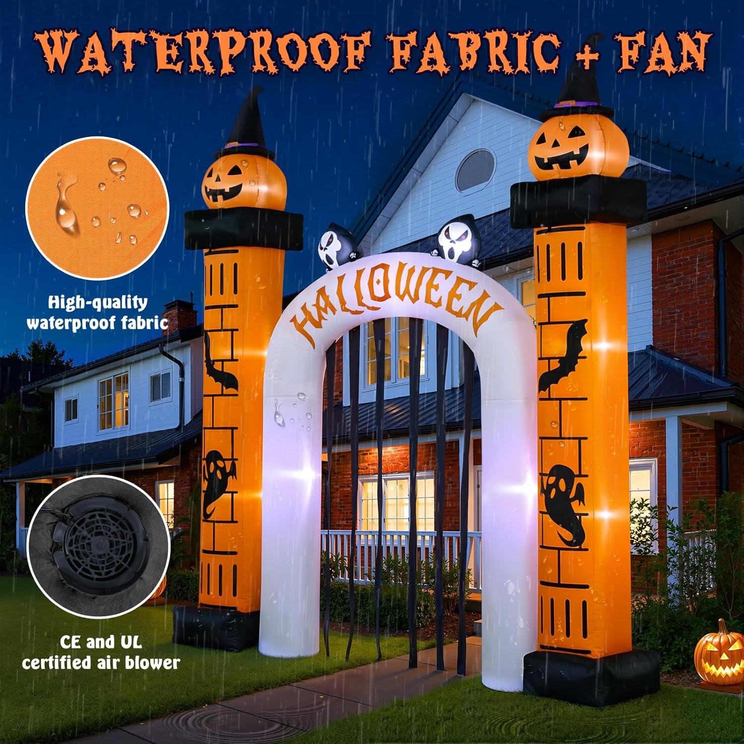 11FT Giant Halloween Inflatable, Giant Halloween Inflatables Archway, Outdoor Blow Up Decorations, Inflatable Pumpkin Arch for Yard Lawn Garden Party