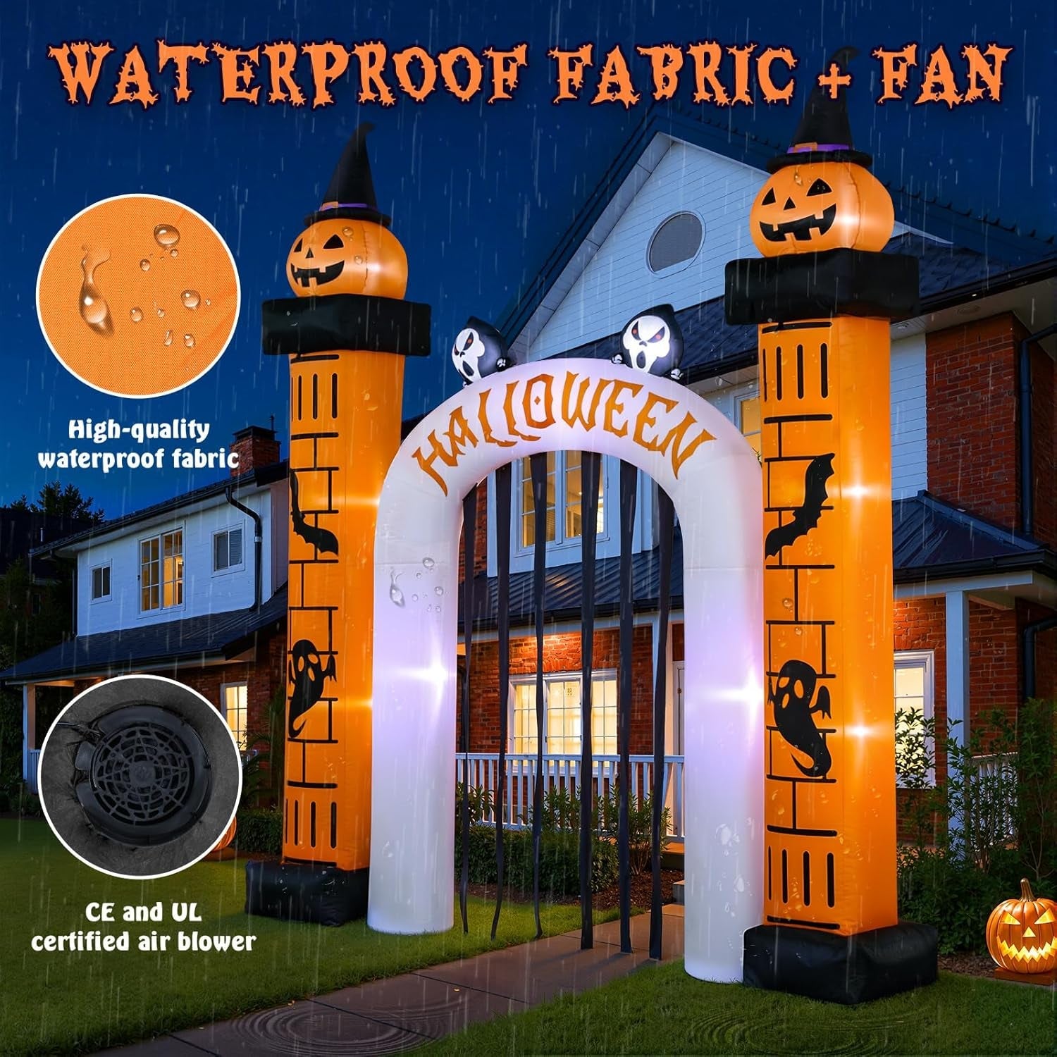 11 FT(H) x 10 FT(L) Giant Halloween Inflatables Archway, Halloween Inflatable, Blow Up Outdoor Decorations, Inflatable Pumpkin Arch for Lawn Garden Yard Holiday Party Decorations