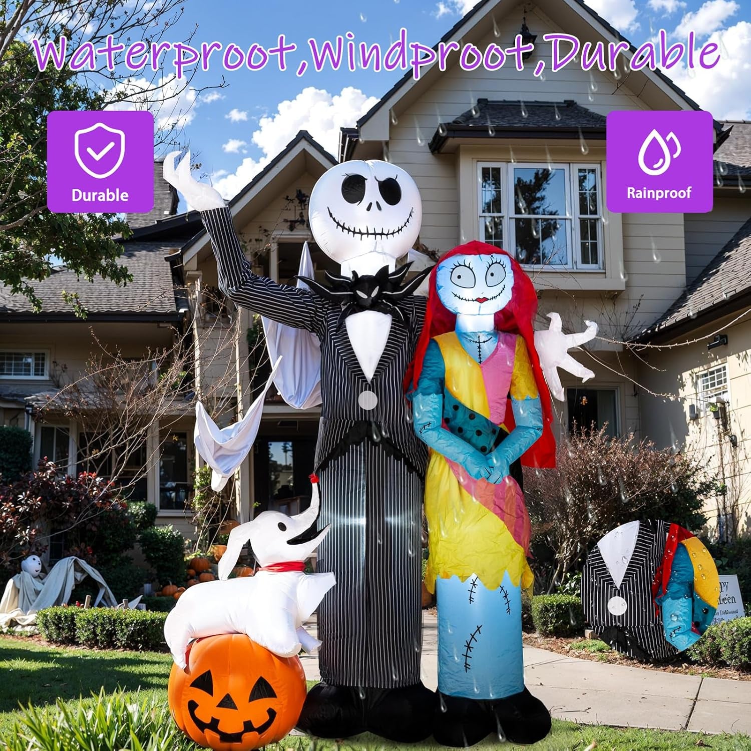 6Ft Halloween Decoration Outdoor Inflatable - Halloween Inflatable Decorations with Skeleton Dog and Pumpkin- Blow Up Inflatables with Built-in LED Lights for Yard Garden Lawn Decor