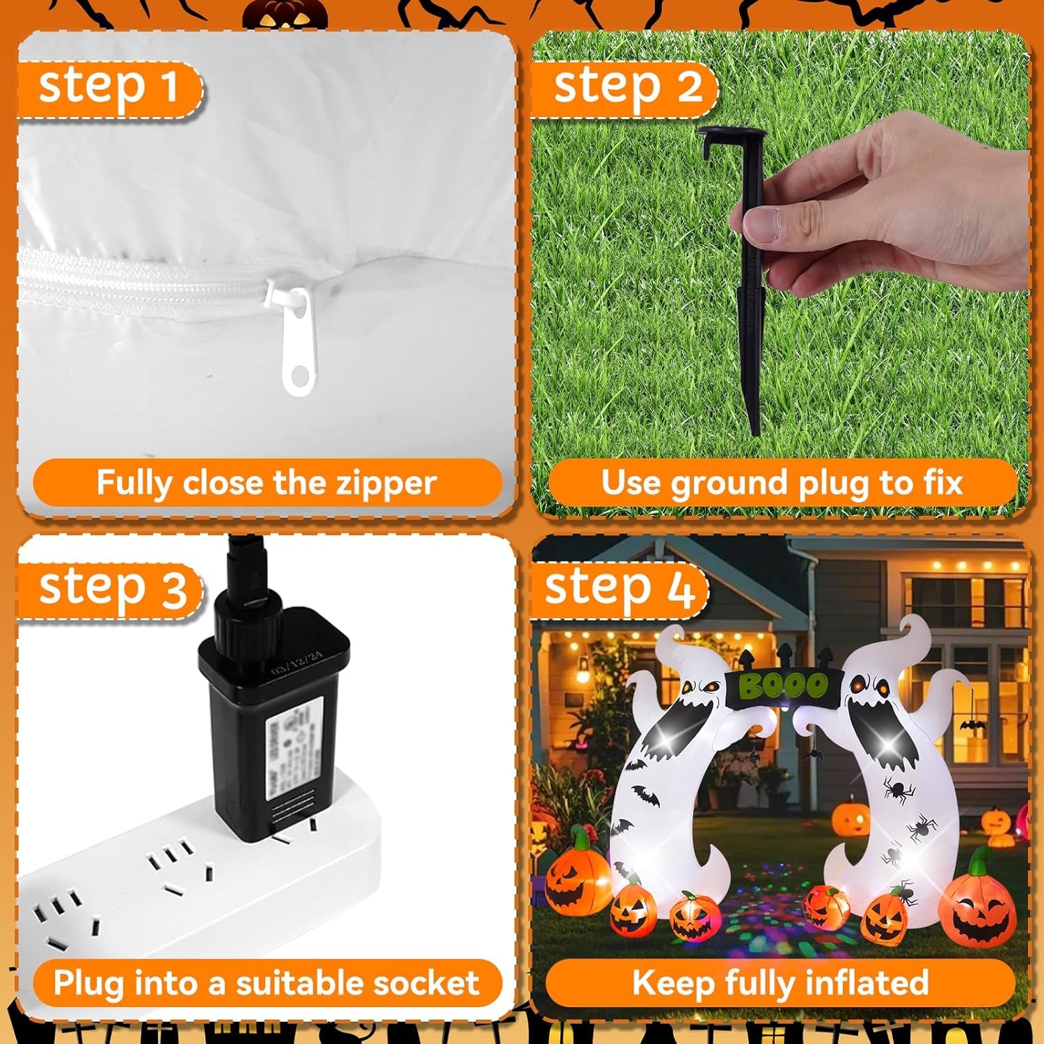 16FT Elf Arch, Halloween Outdoor Inflatable Decoration, Contains LED Lights and Colorful Rotating Lights, Suitable for Outdoor lawns, Gardens, terraces and Halloween Parties