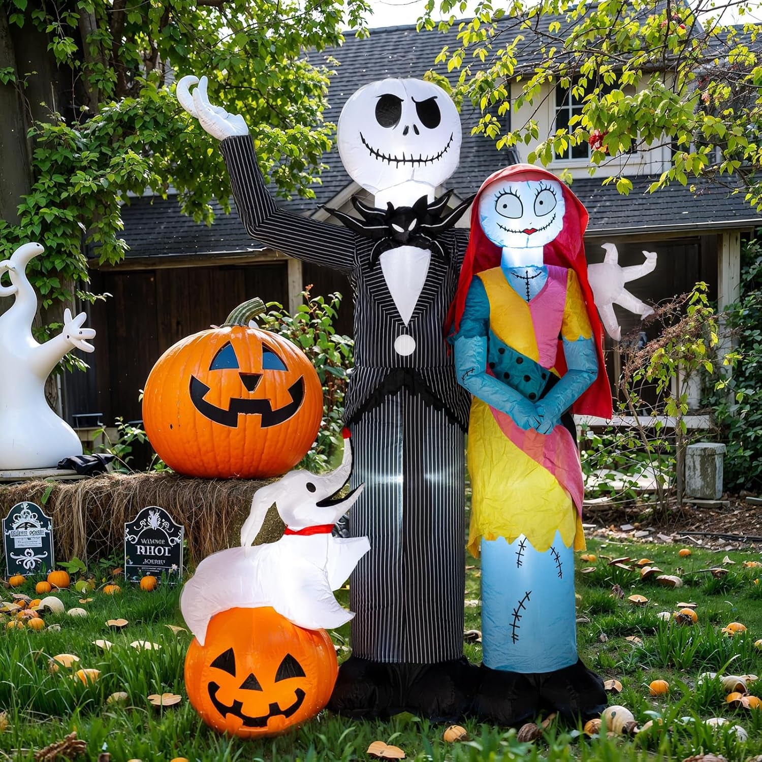 6Ft Halloween Decoration Outdoor Inflatable - Halloween Inflatable Decorations with Skeleton Dog and Pumpkin- Blow Up Inflatables with Built-in LED Lights for Yard Garden Lawn Decor