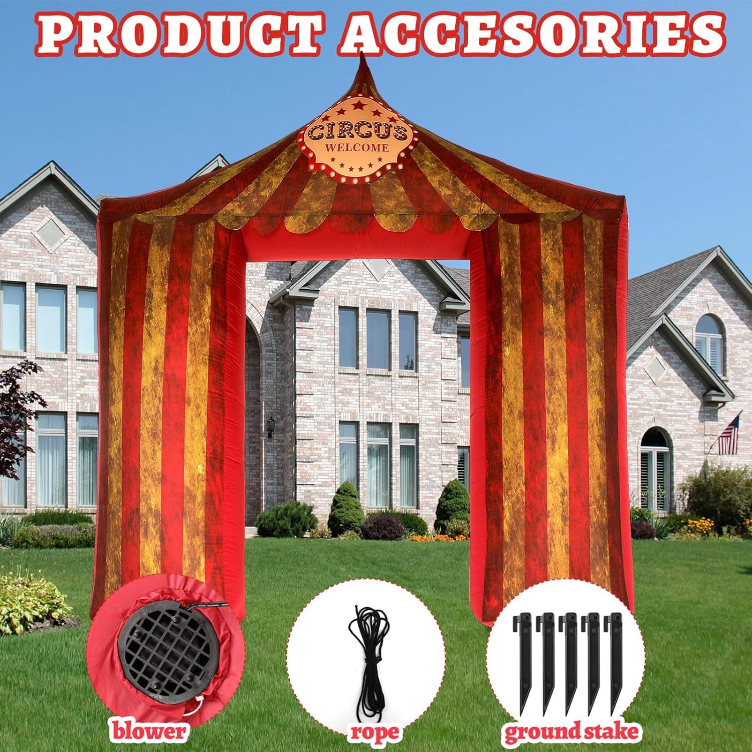 Halloween Circus Inflatable Archway 10ft Creepy Carnival Decorations Scary Arch Blow up Tent Built in LED Lights for Halloween Circus Party Yard Garden Outdoor Decor