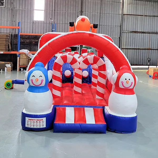 Inflatable Obstacle Course with Snowman Theme for Kids