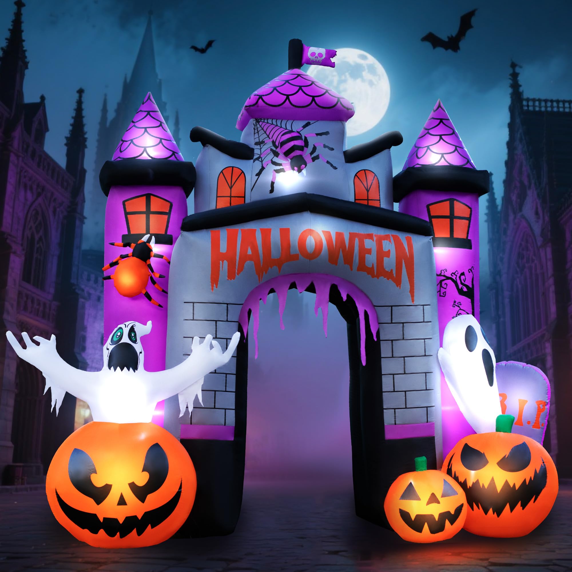 Halloween Inflatable Castle Archway with LED Lights