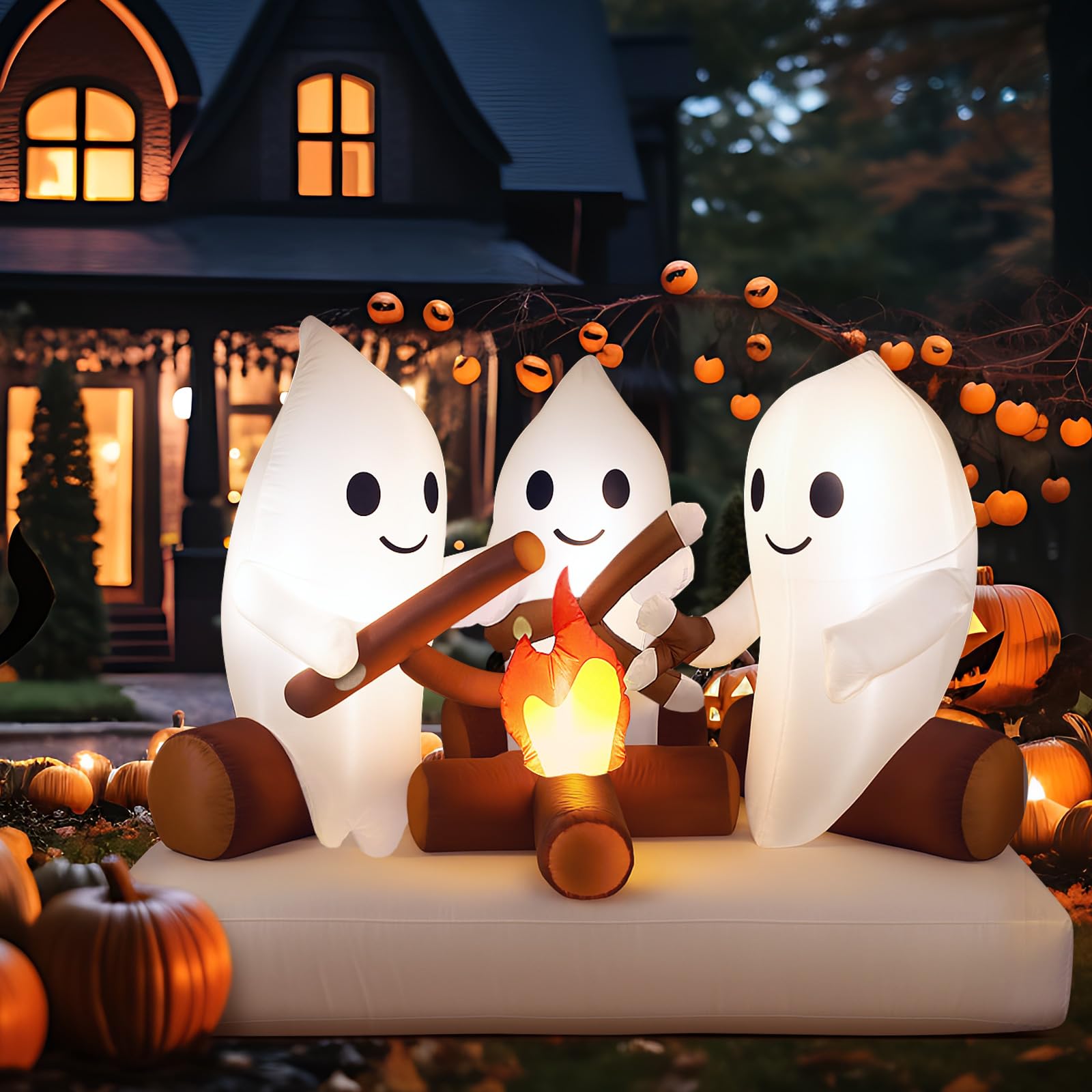 Halloween Inflatable Ghost Campfire with LED Lights