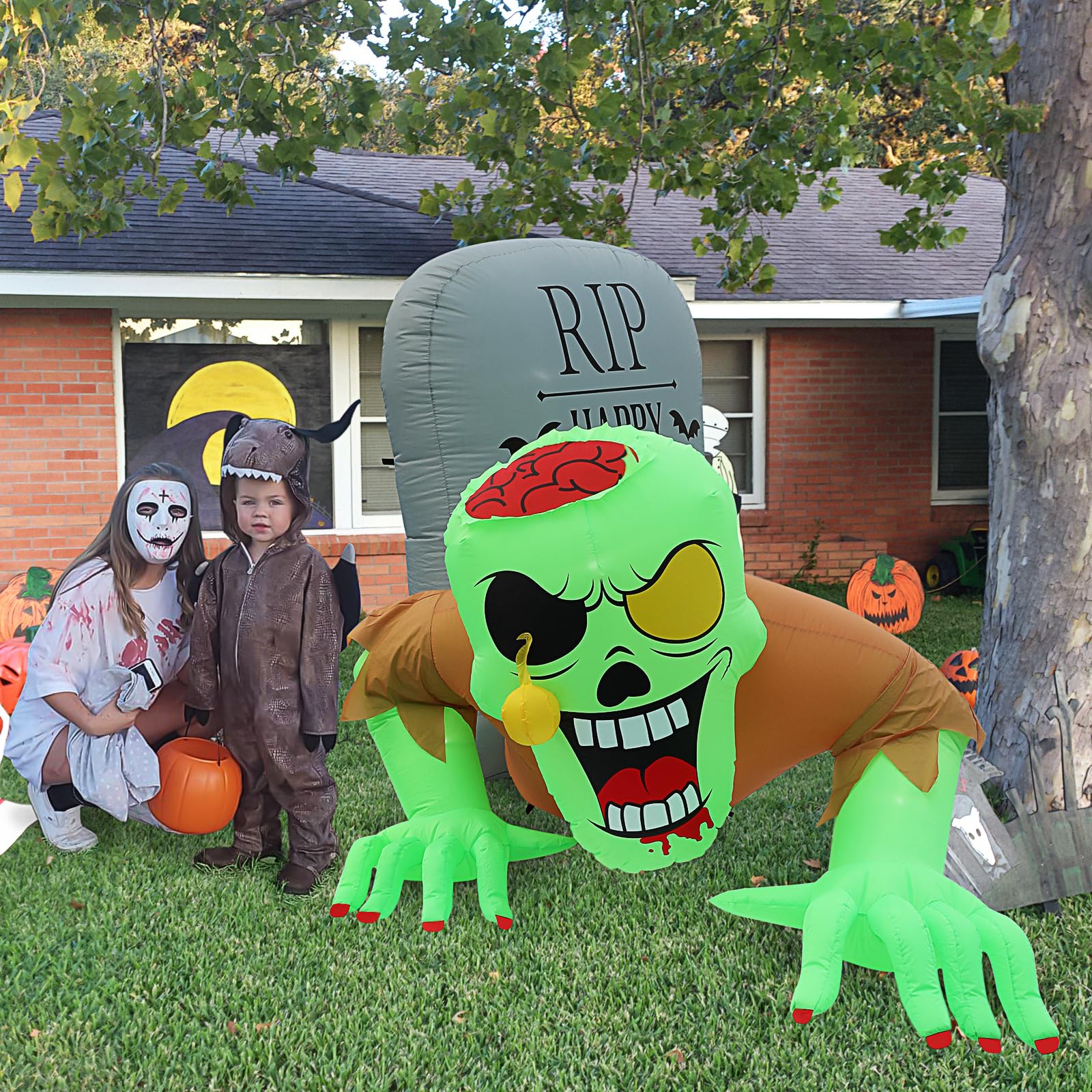 Inflatable Halloween Zombie Tombstone with LED Lights