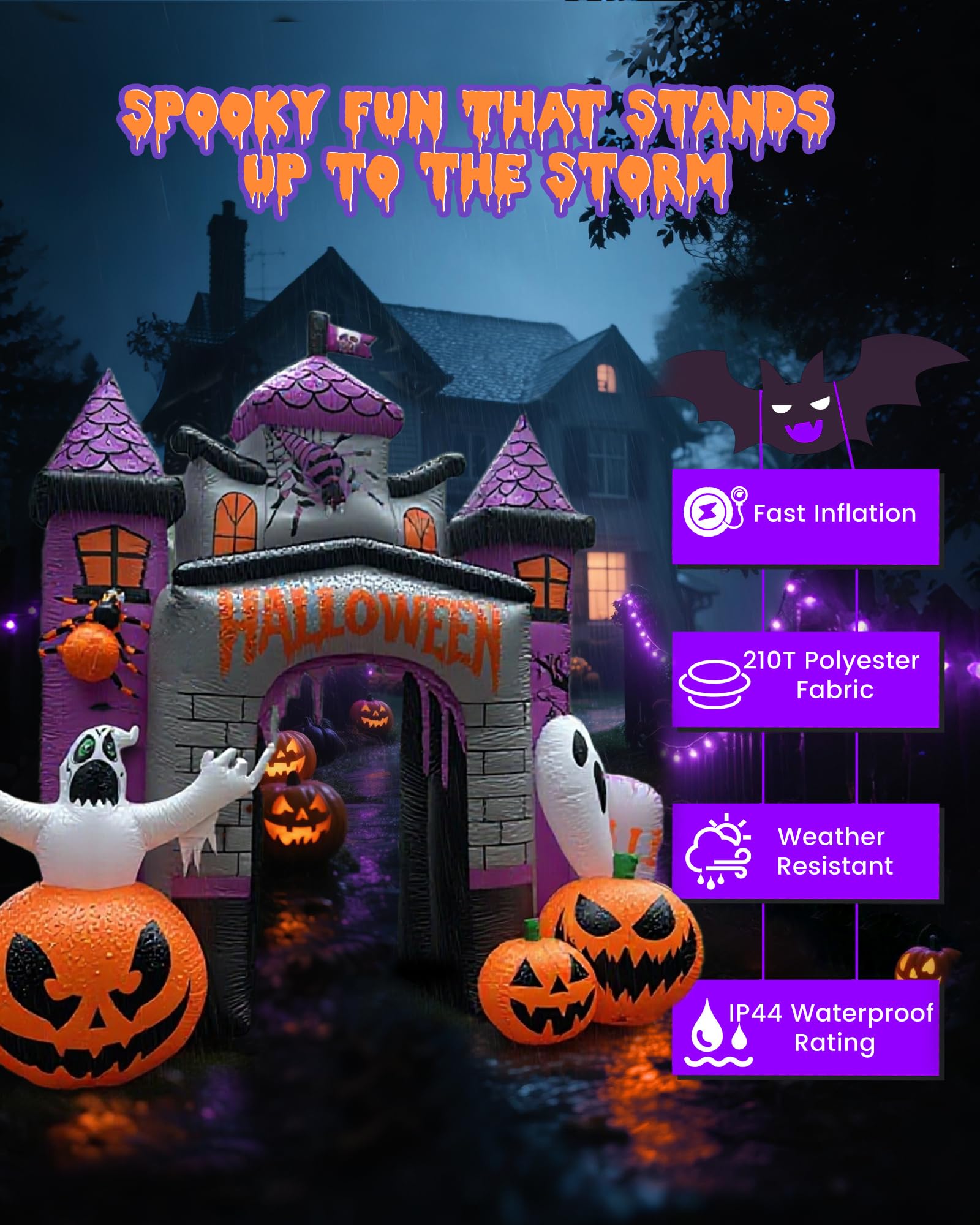Halloween Inflatable Castle Archway with LED Lights