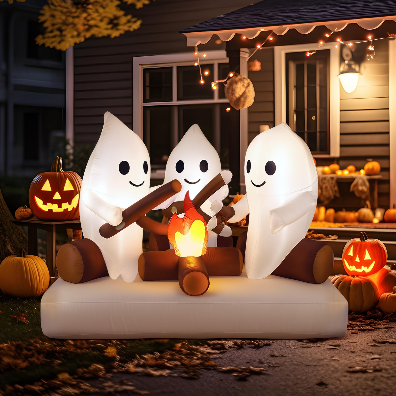 Halloween Inflatable Ghost Campfire with LED Lights