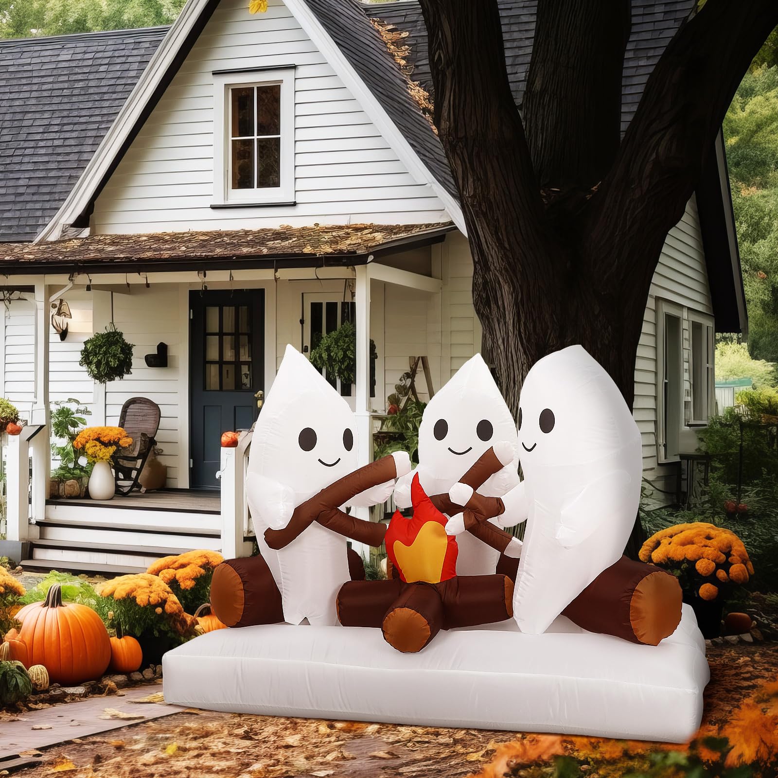Halloween Inflatable Ghost Campfire with LED Lights