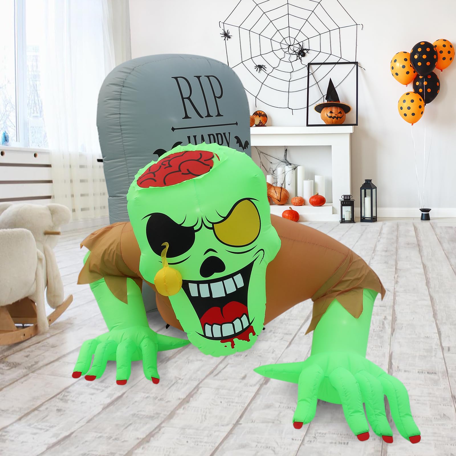 Inflatable Halloween Zombie Tombstone with LED Lights