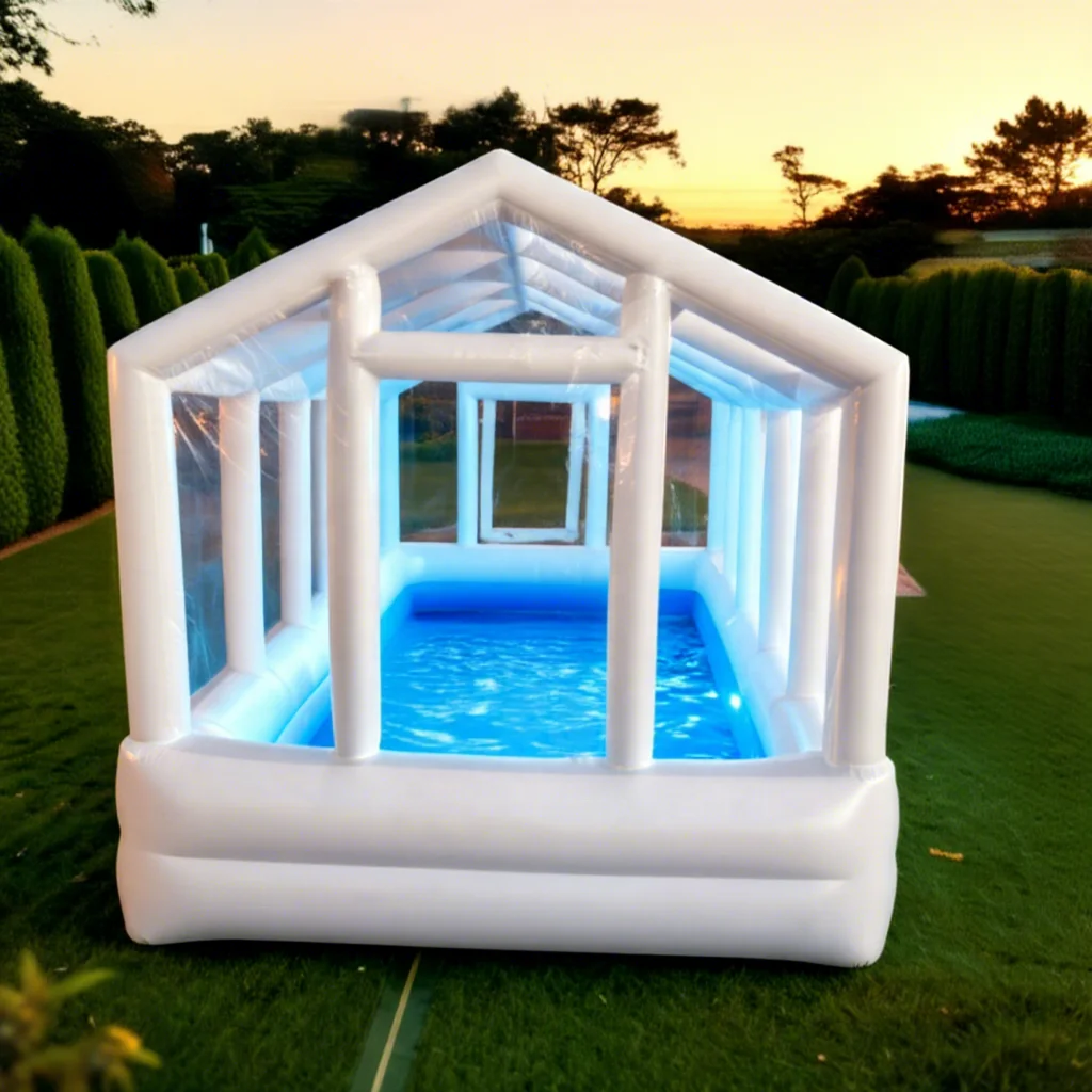 Inflatable Pool House Clear PVC Roof Pool 12 FT