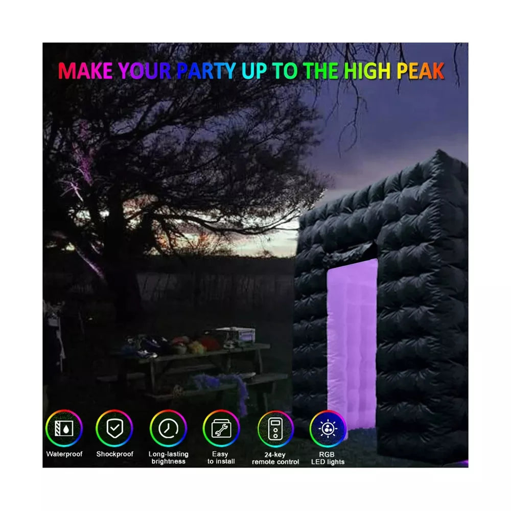 Inflatable Photo Booth, 8.2 x 8.2FT Portable with 16-Color LED Dimmable Lighting