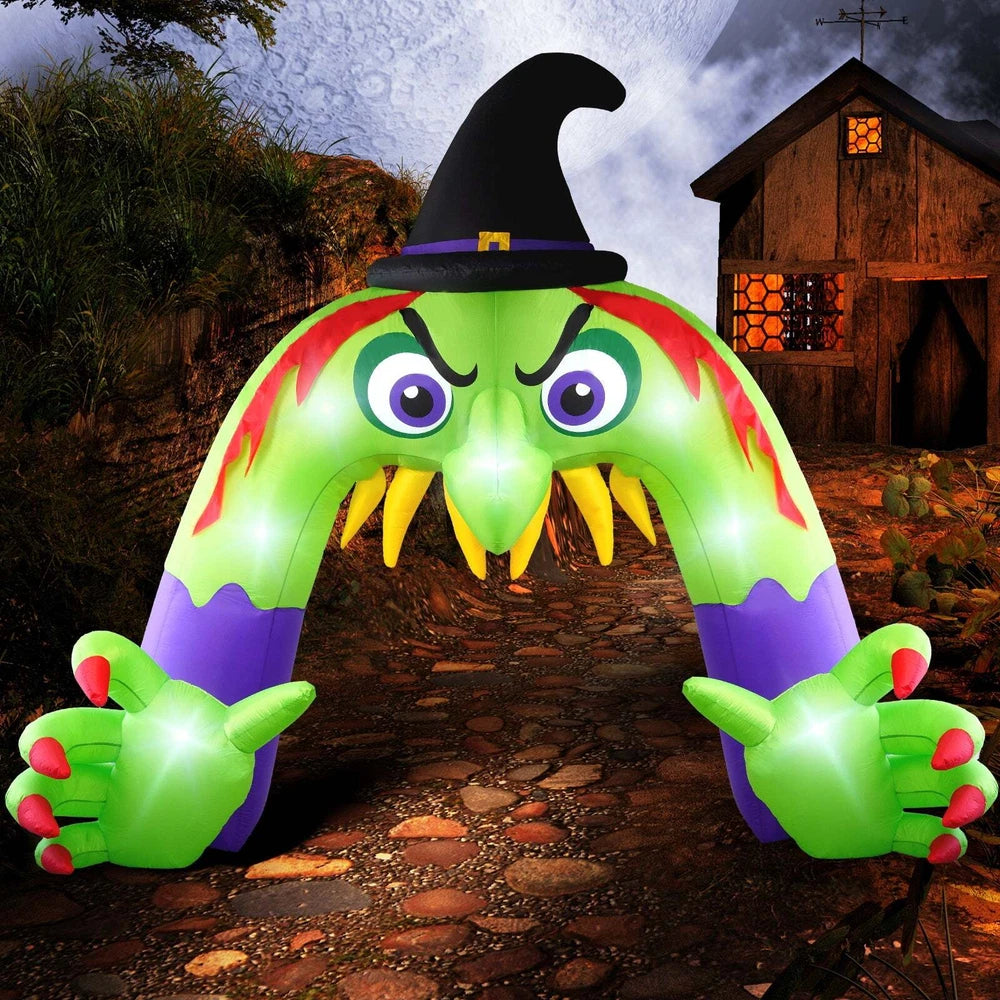 Halloween Inflatable Witch Archway with LED Lights