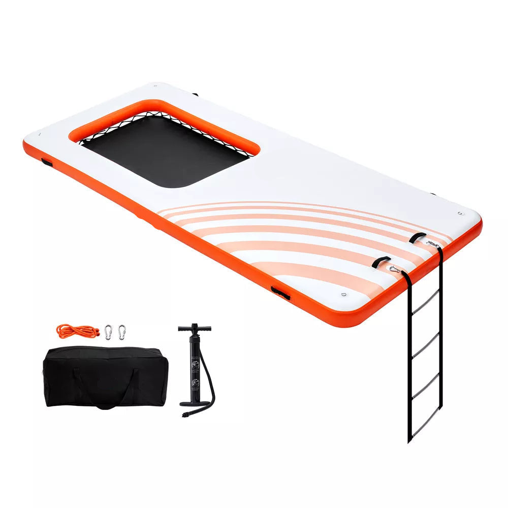 15x6.5 FT Inflatable Floating Dock with 4x6 FT Mesh Pool