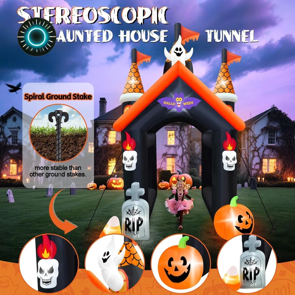 Inflatable Haunted Ghost Tunnel Yard Décor with LED