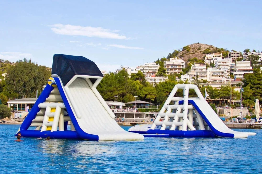 Inflatable Water Park Trampoline with Triangle Slide