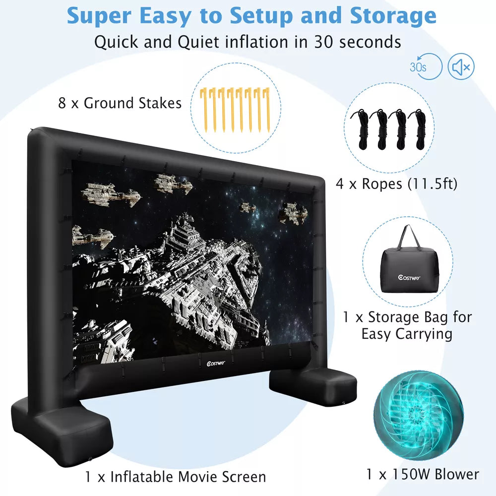 16 FT Inflatable Movie Screen Outdoor 1080P FHD