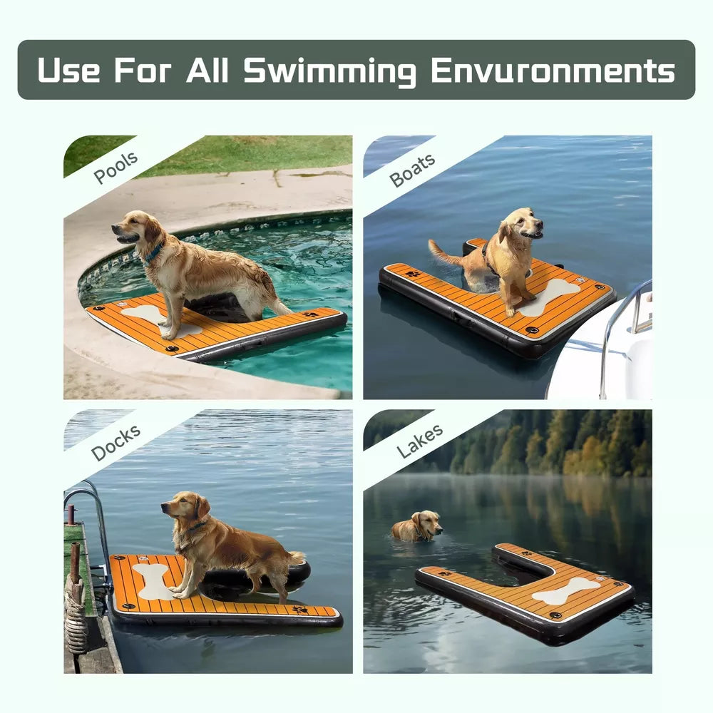 Inflatable Dog Ramp Dock Platform with Non-Slip EVA Foam