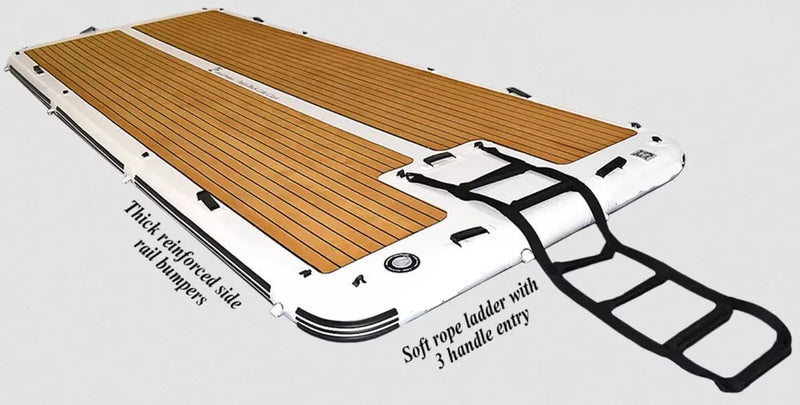 15′ Aufblasbares schwimmendes Terrassendock mit Pumpe und weicher Leiter