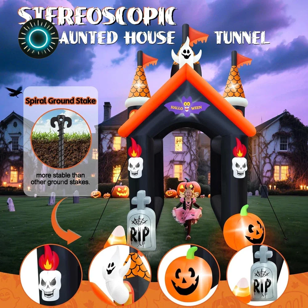 Inflatable Haunted Ghost Tunnel Yard Décor with LED